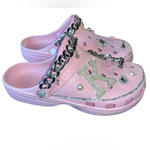 Custom Pink Embellished Clogs - Picture 1 of 7